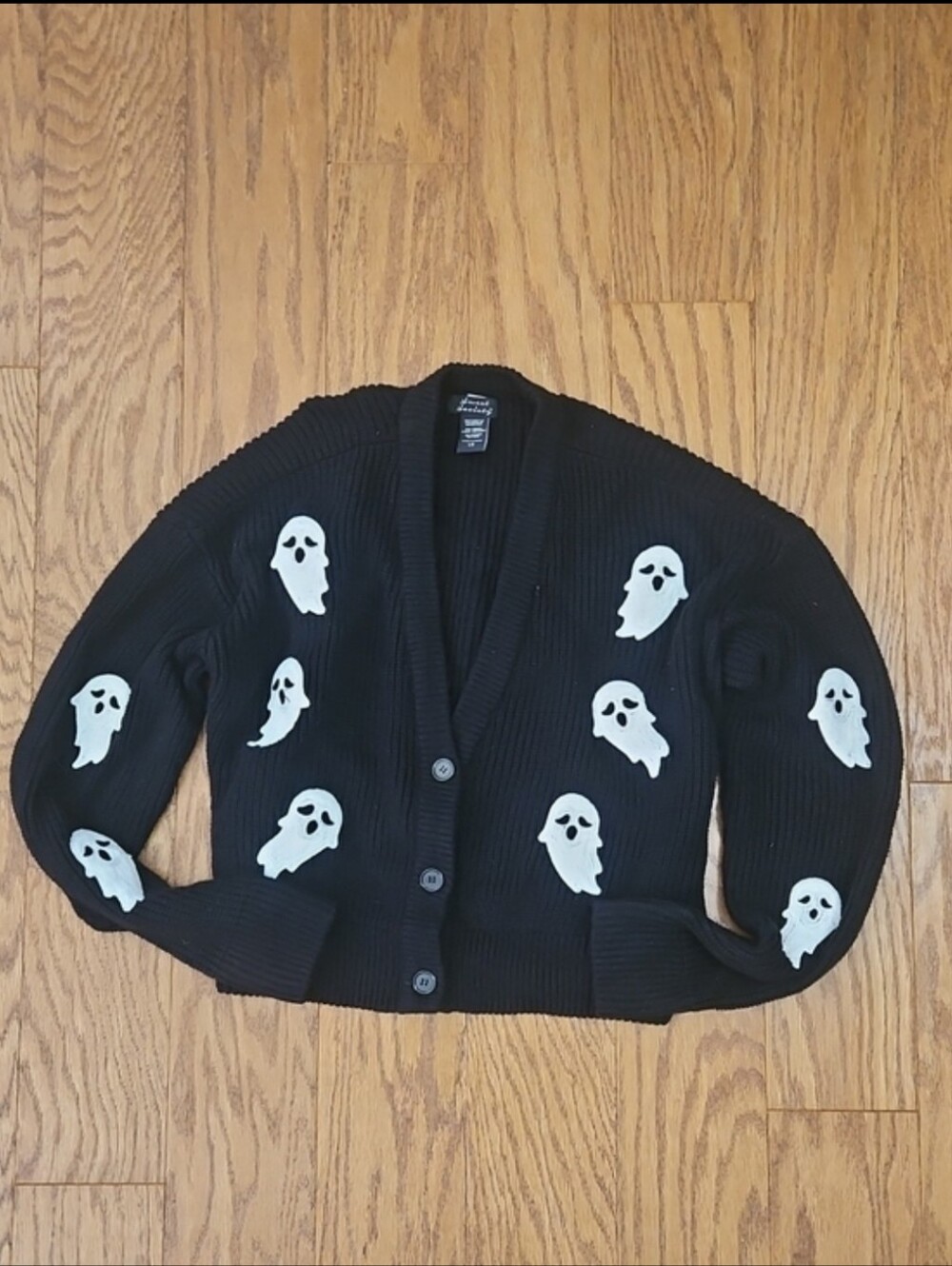 👻 Sweet Society Hot Topic Ghost Cropped Knit Cardigan Sweater Size Large 👻